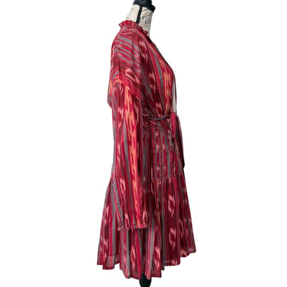 Lauren Ralph Lauren Black Label Dress Geo-Stripe Belted Cotton Voile Dress Sz 12 - Picture 3 of 9